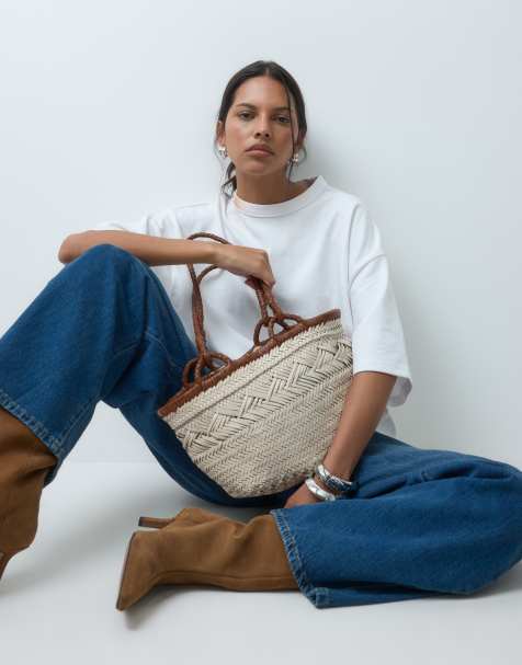 ASOS DESIGN - Hvid tote-taske i vævet læder - view 1