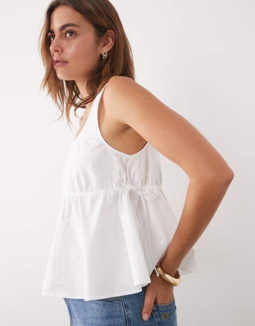 ASOS DESIGN - Hvid trapez-top i poplin med elastisk panel, 3 af 4