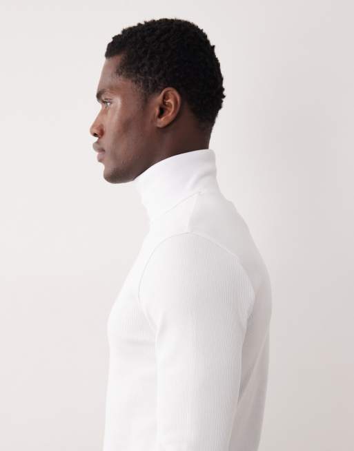 ASOS DESIGN - Hvid, tætsiddende og langærmet T-shirt med rullekrave , 4 af 5