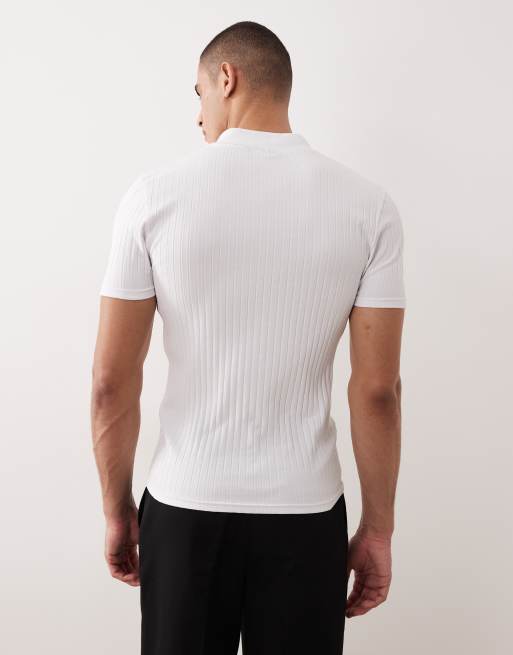 ASOS DESIGN - Hvid tætsiddende polo med tekstur  , 3 af 5