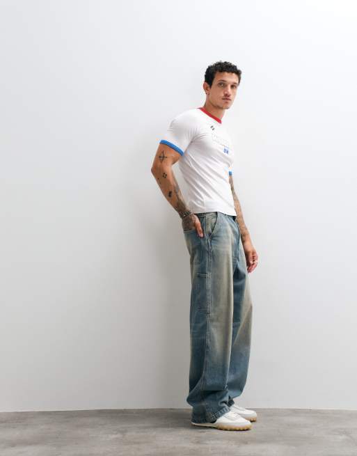 ASOS DESIGN - Hvid tætsiddende ringer-T-shirt med 'Korea'-fodboldgrafik, 2 af 5