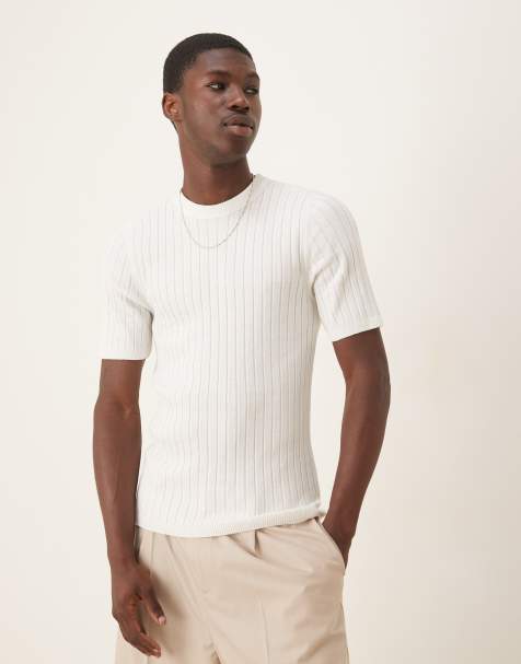 ASOS DESIGN - Hvid tætsiddende T-shirt i let ribstrik - view 1