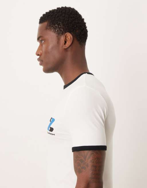 ASOS DESIGN - Hvid tætsiddende T-shirt med bygrafik på brystet, 4 af 5