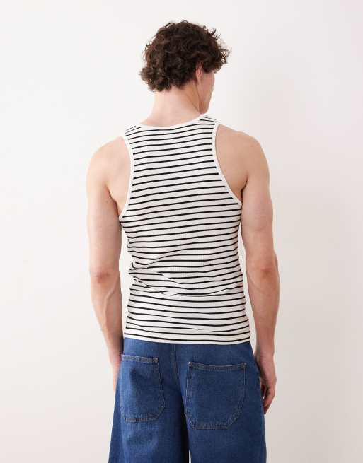 ASOS DESIGN - Hvid tætsiddende tanktop med striber, 4 af 5