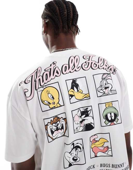 ASOS DESIGN - Hvid, unisex, oversized og licenseret T-shirt med Looney Tunes-tryk, 2 af 4