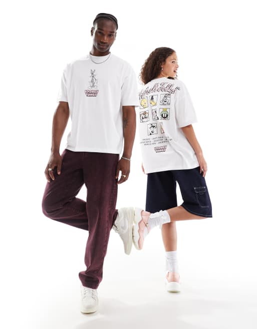 ASOS DESIGN - Hvid, unisex, oversized og licenseret T-shirt med Looney Tunes-tryk, 3 af 4
