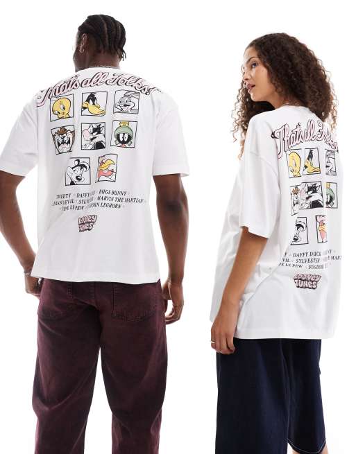 ASOS DESIGN - Hvid, unisex, oversized og licenseret T-shirt med Looney Tunes-tryk, 4 af 4