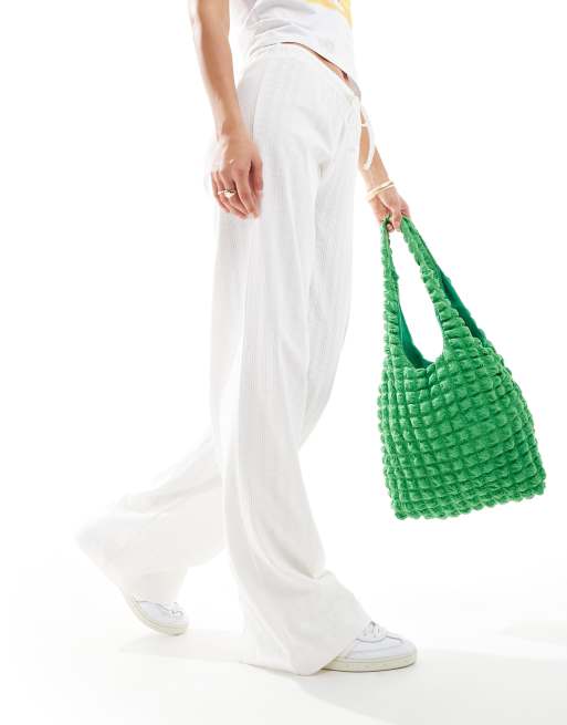 ASOS DESIGN - Hvide bukser i pointelle med vide ben, 4 af 5