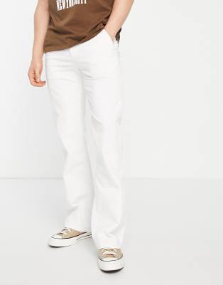 ASOS DESIGN - Hvide bukser med svaj i fløjl
