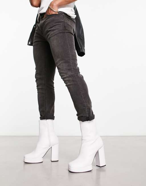 ASOS DESIGN - Hvide Chelsea-støvler med plateauhæle i imiteret læder , 4 af 4