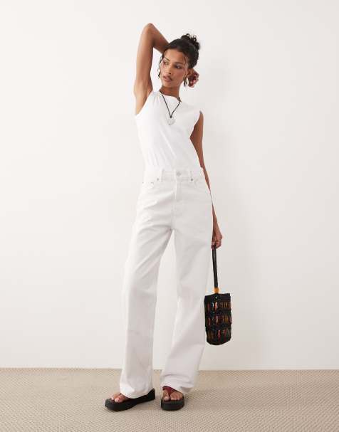 ASOS DESIGN - Hvide dad-jeans med vide ben - view 1