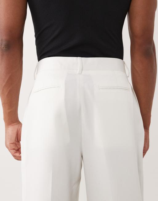 ASOS DESIGN - Hvide elegante bukser med vide ben og plisseringer, 4 af 5