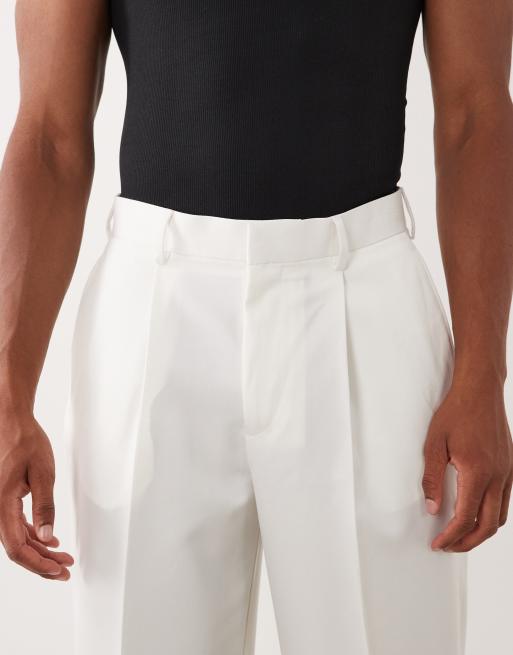 ASOS DESIGN - Hvide elegante bukser med vide ben og plisseringer, 5 af 5