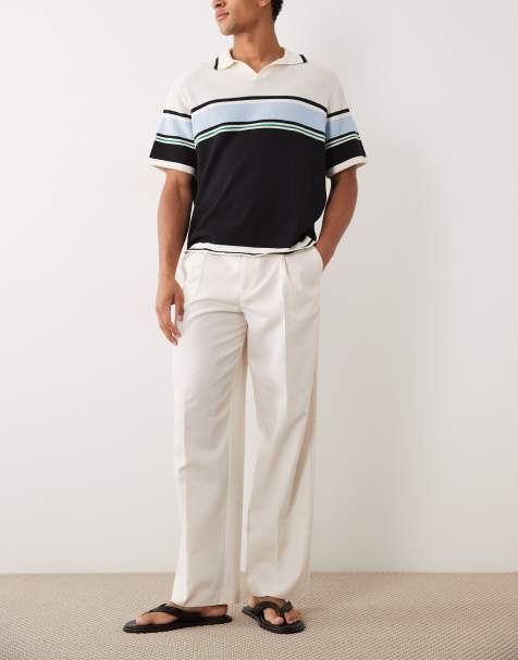 ASOS DESIGN - Hvide elegante sommerbukser med brede ben i bomuld - view 1
