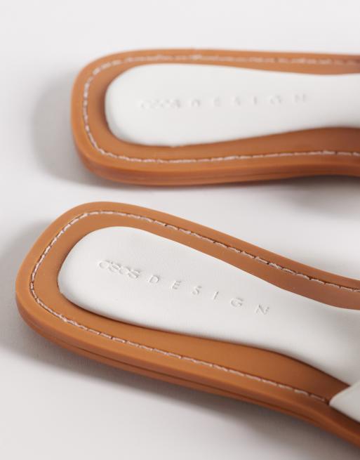 ASOS DESIGN - Hvide flade sandaler med sammenflettede detaljer, 4 af 4