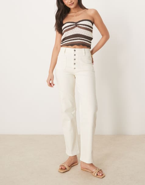 ASOS DESIGN - Hvide jeans med lige ben og knapstolpe - view 1