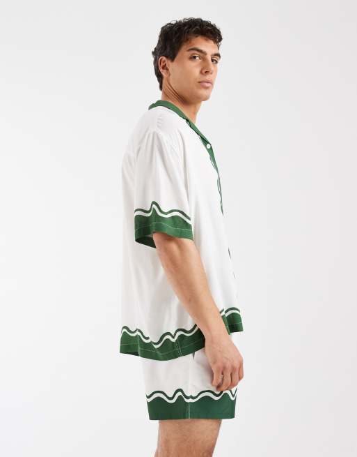 ASOS DESIGN - Hvide korte badeshorts med print i kanten - Del af sæt, 3 af 5