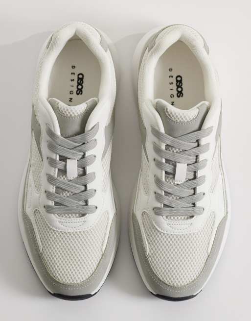 ASOS DESIGN - Hvide løbesneakers med grå paneler, 2 af 5
