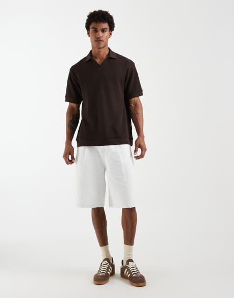 ASOS DESIGN - Hvide løstsiddende jorts med læg og kontrasterende syninger - view 1