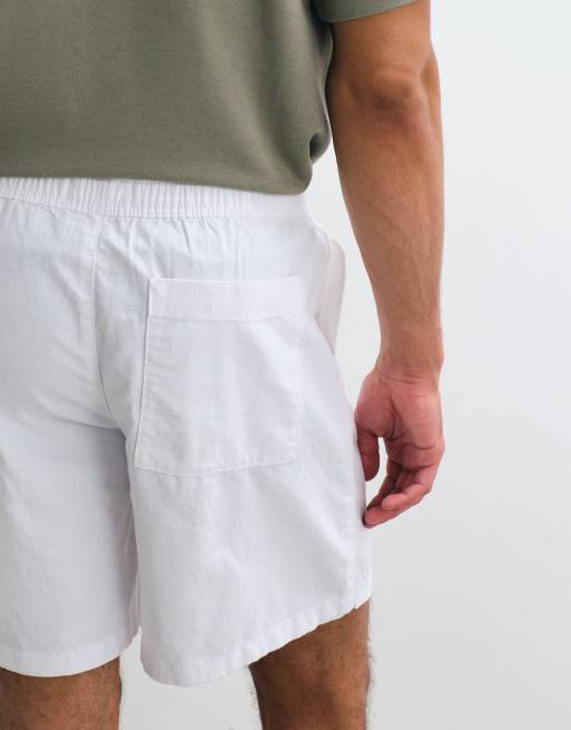 ASOS DESIGN - Hvide mellemlange shorts i hørblanding, 3 af 5