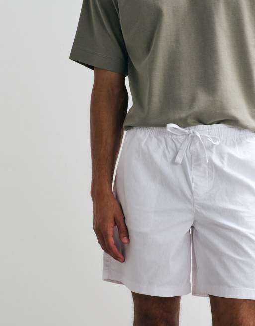 ASOS DESIGN - Hvide mellemlange shorts i hørblanding, 4 af 5