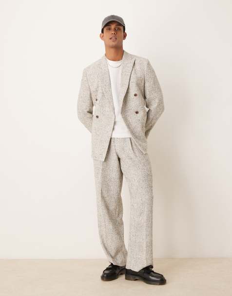 ASOS DESIGN - Hvide og sorte habitbukser med vide ben i tekstureret stof - view 1