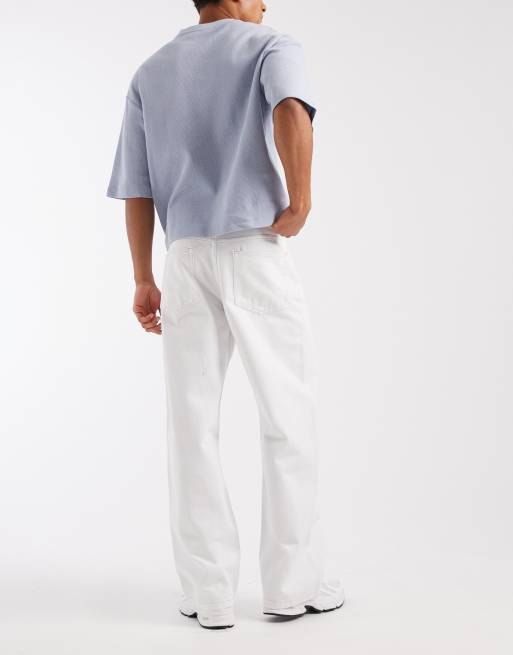 ASOS DESIGN - Hvide posede jeans med kontrasterende syninger, 2 af 5
