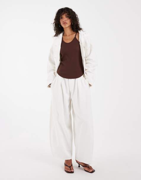 ASOS DESIGN - Hvide pull on-bukser med bindebånd i taljen - view 1