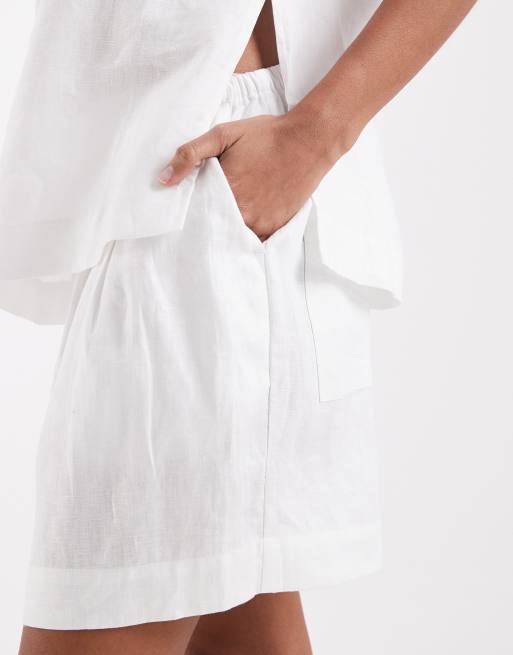 ASOS DESIGN - Hvide pull-on-shorts i hør, 5 af 5