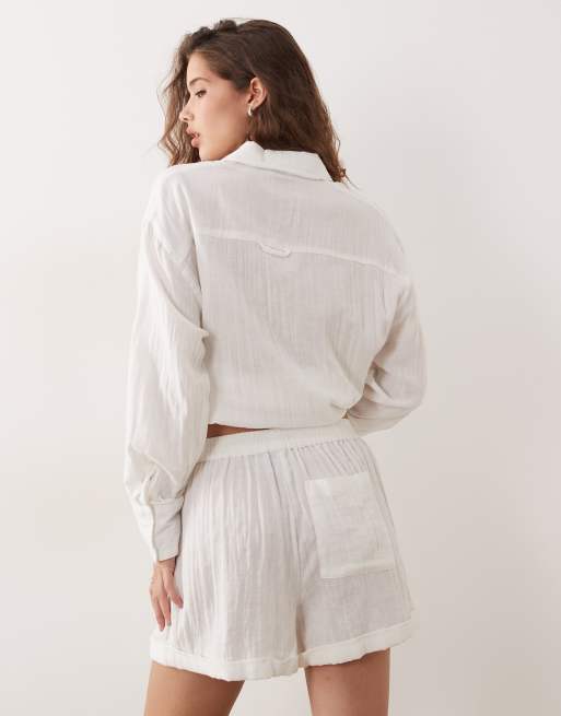 ASOS DESIGN - Hvide shorts med tekstur - Del af sæt, 5 af 5
