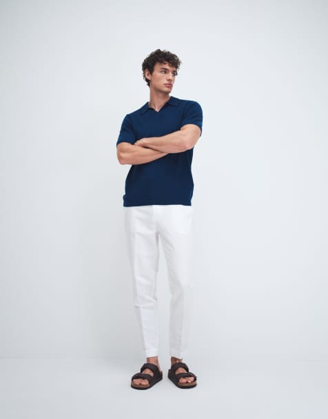 ASOS DESIGN - Hvide skræddersyede bukser i hørrigt stof med tapered fit og justerbare detaljer i siden - view 1