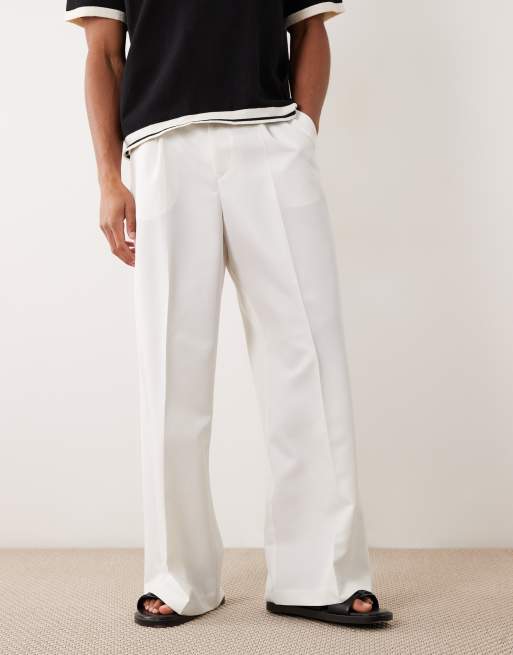 ASOS DESIGN - Hvide skræddersyede bukser med plisseringer og løse ben, 3 af 5
