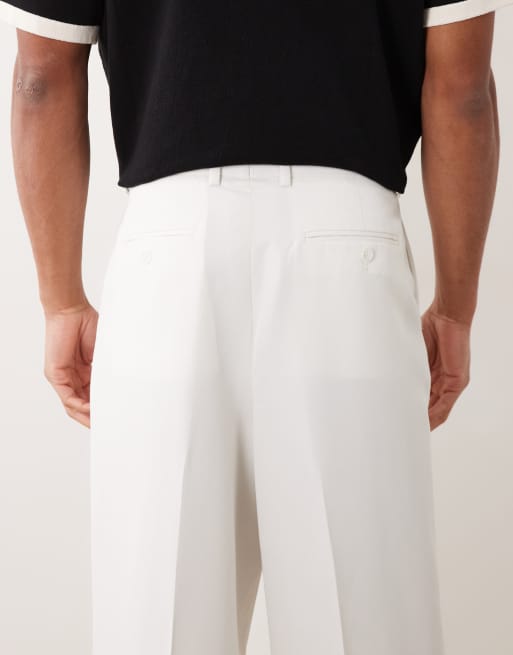 ASOS DESIGN - Hvide skræddersyede bukser med plisseringer og løse ben, 5 af 5