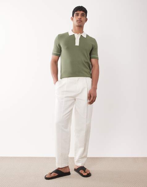 ASOS DESIGN - Hvide skræddersyede tapered bukser med oversized pasform i hørrigt stof - view 1