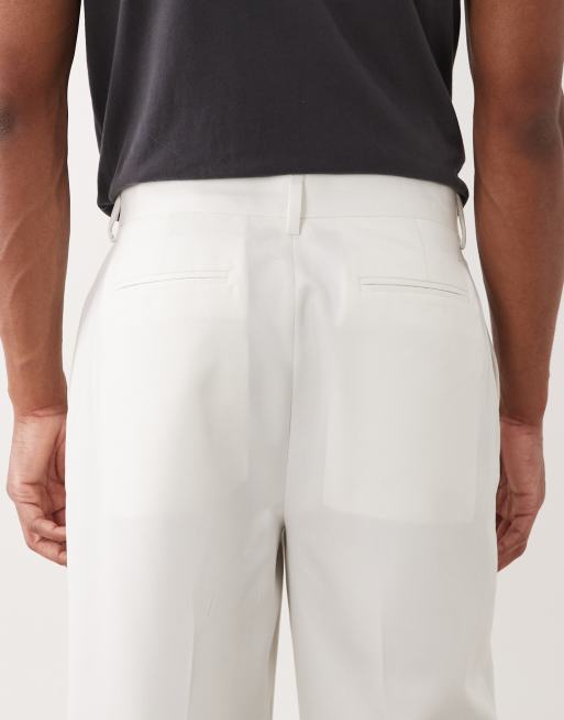 ASOS DESIGN - Hvide skræddersyede tapered bukser med plisseringer og oversized pasform, 5 af 5