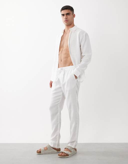 ASOS DESIGN - Hvide slim-bukser i 100% hør, 2 af 5