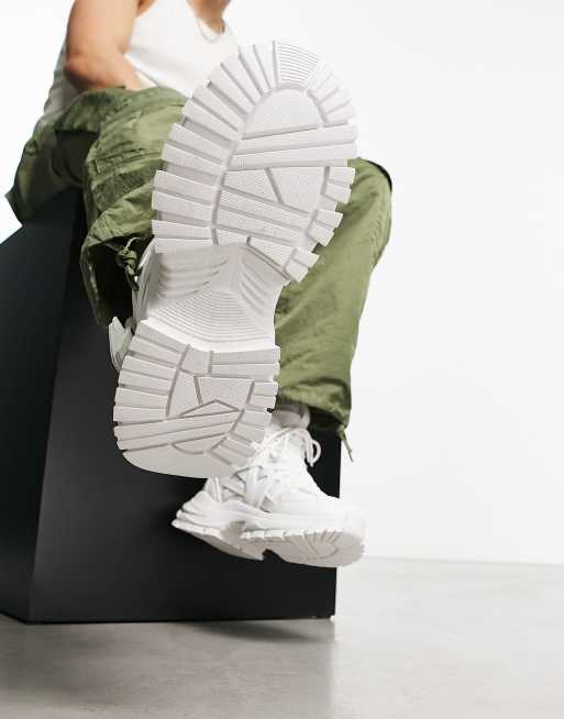 ASOS DESIGN - Hvide sneakers med høje kanter, gummi-paneler og chunky sål, 4 af 4