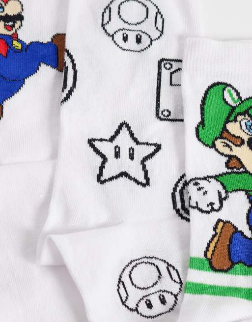 ASOS DESIGN - Hvide sokker med Mario-grafik i pakke med 3 par, 2 af 3