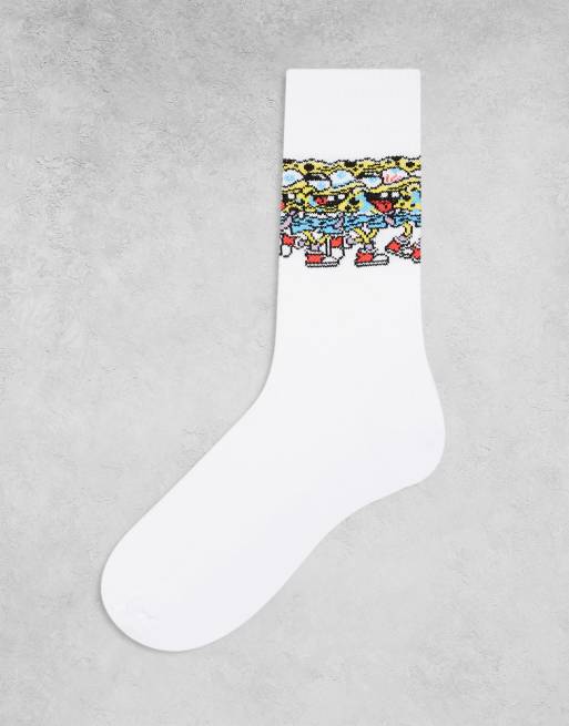 ASOS DESIGN - Hvide sokker med 'SpongeBob'-print