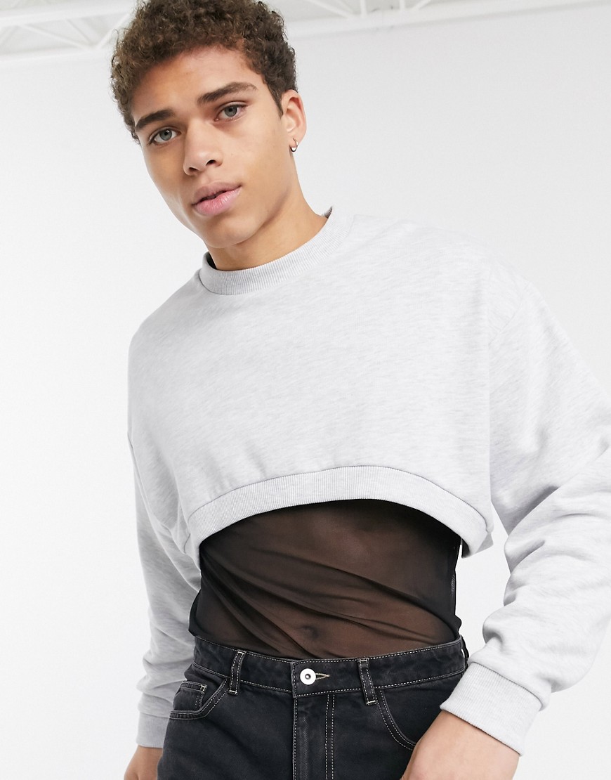 ASOS DESIGN — Hvidmeleret oversized kort sweatshirt