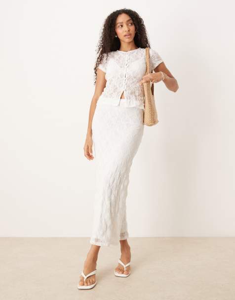 ASOS DESIGN - Hvidt blondesæt i tekstureret blondestof - view 1