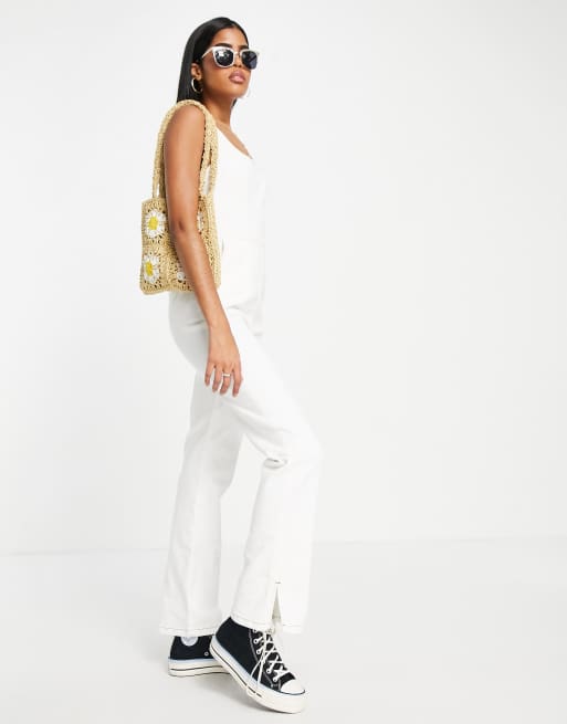 ASOS DESIGN - Hvidt tætsiddende jumpsuit i denim