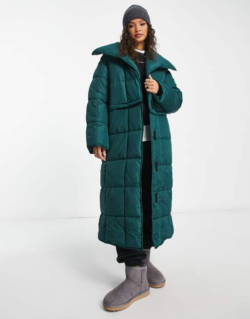 ASOS DESIGN hybrid 2 in 1 zip off puffer coat in green