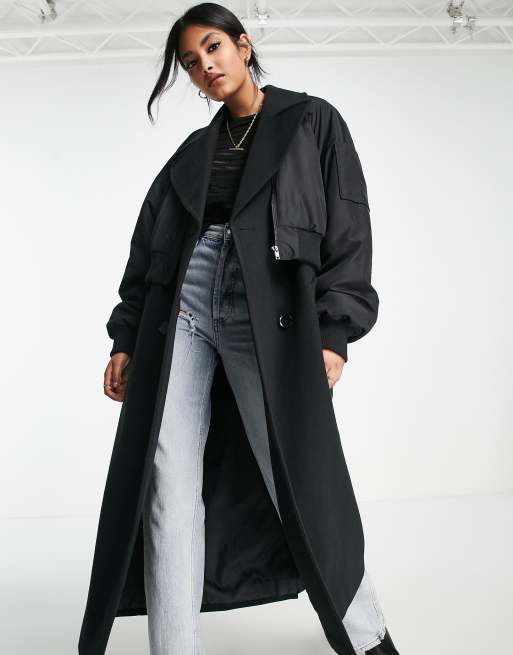 Asos long black on sale coat