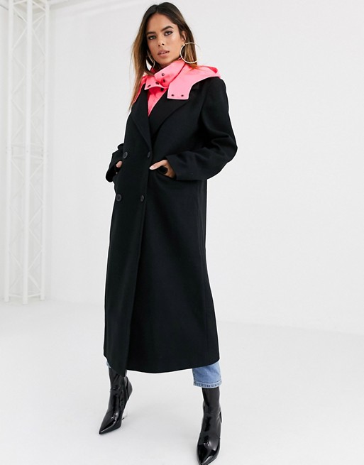ASOS DESIGN hybrid coat with padded underlayer in black
