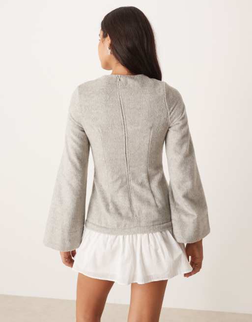 ASOS DESIGN hybrid dropped waist mini dress in gray