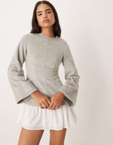 ASOS DESIGN hybrid dropped waist mini dress in grey - view 1