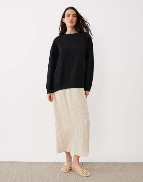 ASOS DESIGN – Hybrid-Pulloverkleid in Schwarz-Weiß - view 1