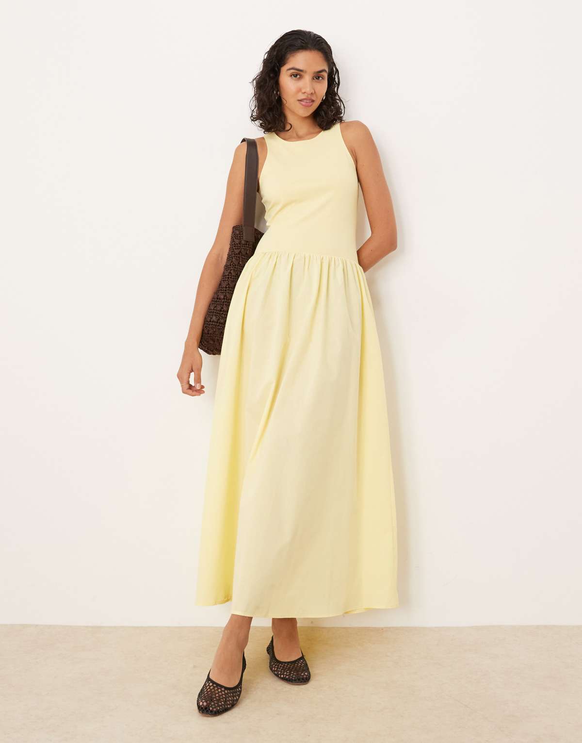 ASOS DESIGN hybrid racer maxi dress in buttermilk