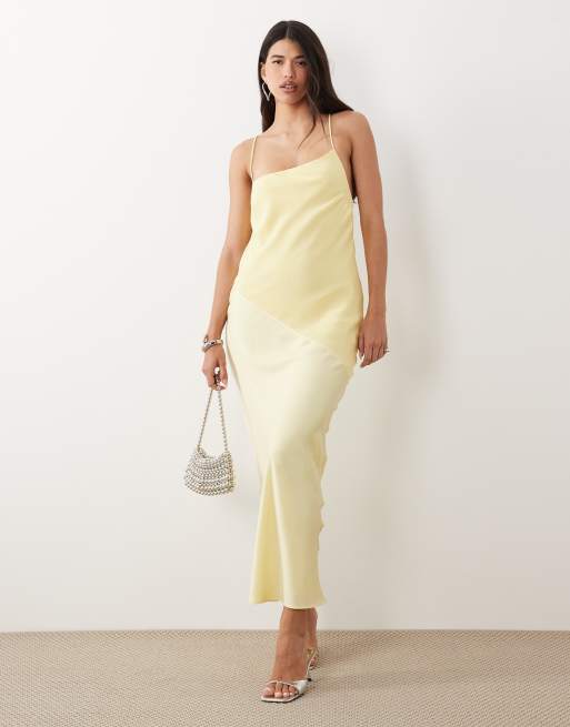 ASOS DESIGN hybrid satin panel cami maxi dress in buttermilk, 2 of 4